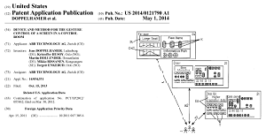 Patent: Device and method for the gesture control of a screen in a control room