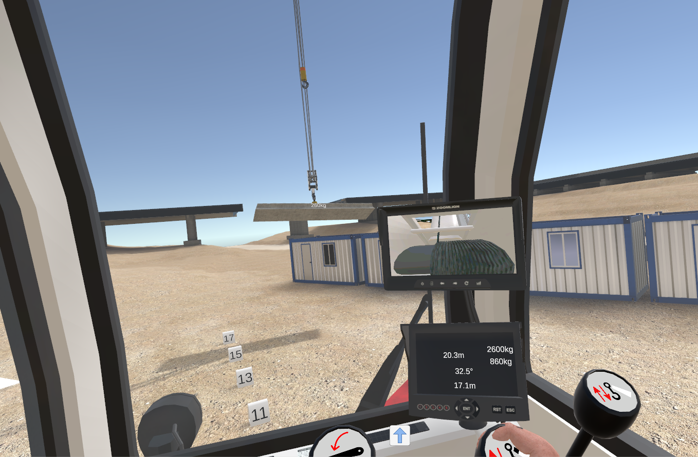 Construction crane training simulator